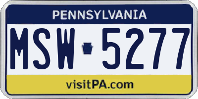 PA license plate MSW5277