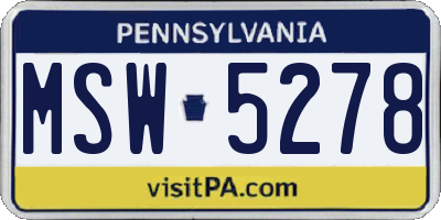 PA license plate MSW5278