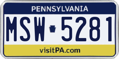 PA license plate MSW5281