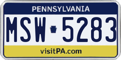 PA license plate MSW5283