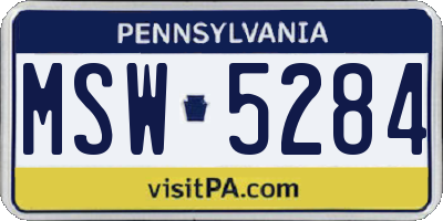 PA license plate MSW5284