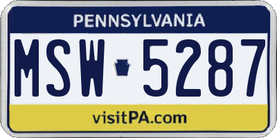 PA license plate MSW5287