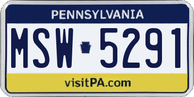 PA license plate MSW5291