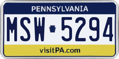 PA license plate MSW5294