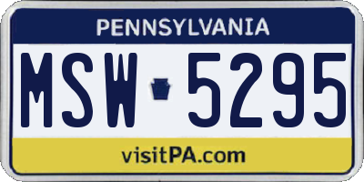 PA license plate MSW5295