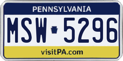 PA license plate MSW5296