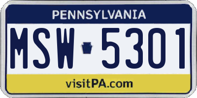PA license plate MSW5301