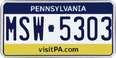 PA license plate MSW5303