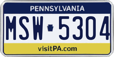 PA license plate MSW5304
