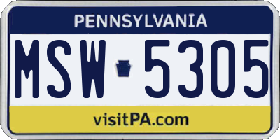 PA license plate MSW5305