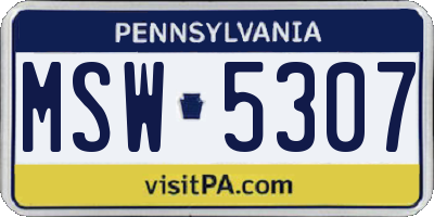 PA license plate MSW5307