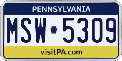 PA license plate MSW5309