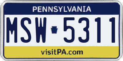 PA license plate MSW5311