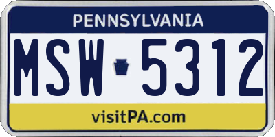 PA license plate MSW5312