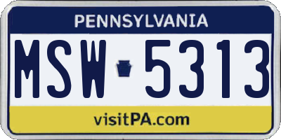 PA license plate MSW5313