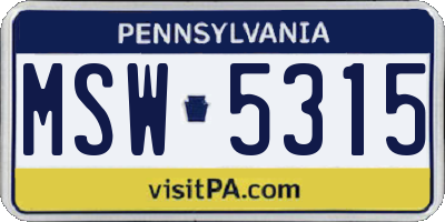 PA license plate MSW5315