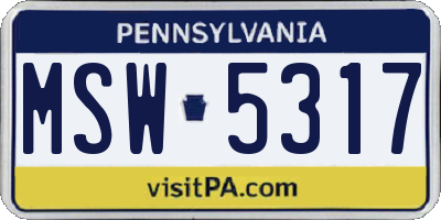 PA license plate MSW5317