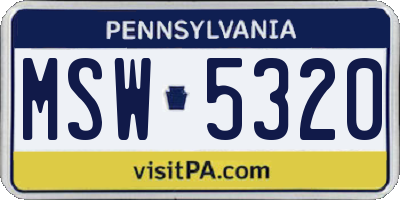 PA license plate MSW5320