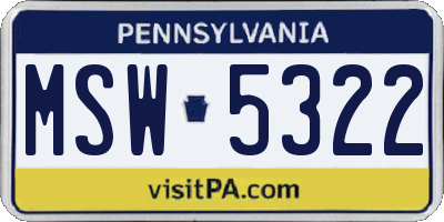 PA license plate MSW5322