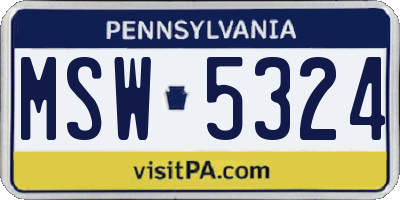 PA license plate MSW5324