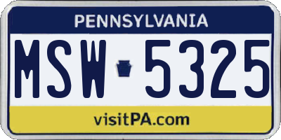 PA license plate MSW5325
