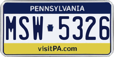PA license plate MSW5326