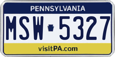PA license plate MSW5327