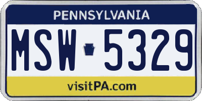 PA license plate MSW5329