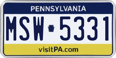 PA license plate MSW5331