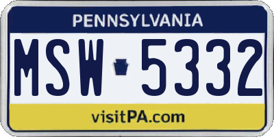 PA license plate MSW5332