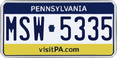 PA license plate MSW5335