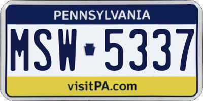PA license plate MSW5337