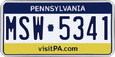 PA license plate MSW5341