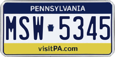 PA license plate MSW5345