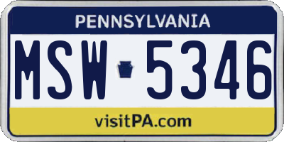 PA license plate MSW5346
