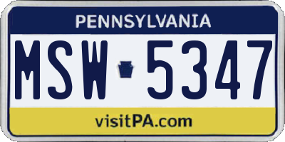 PA license plate MSW5347