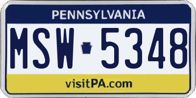 PA license plate MSW5348