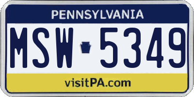 PA license plate MSW5349