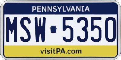 PA license plate MSW5350