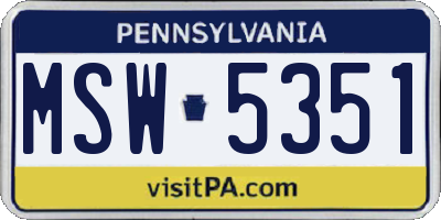 PA license plate MSW5351