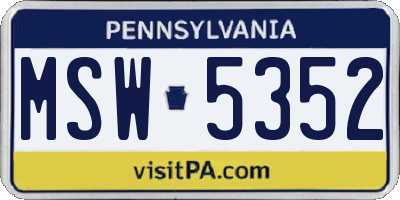 PA license plate MSW5352
