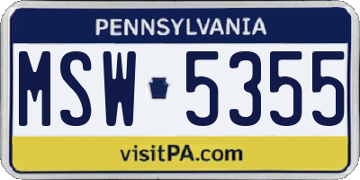 PA license plate MSW5355