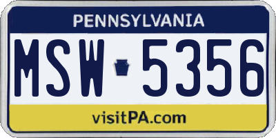 PA license plate MSW5356