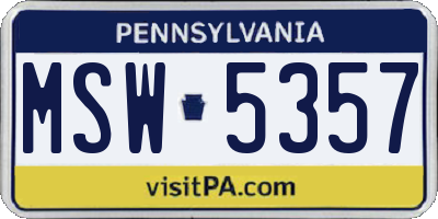 PA license plate MSW5357