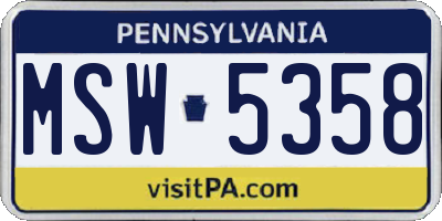 PA license plate MSW5358