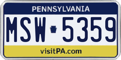PA license plate MSW5359