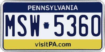 PA license plate MSW5360