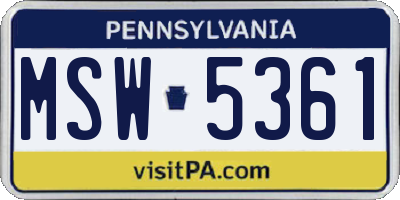 PA license plate MSW5361