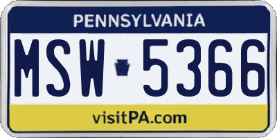 PA license plate MSW5366