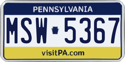 PA license plate MSW5367